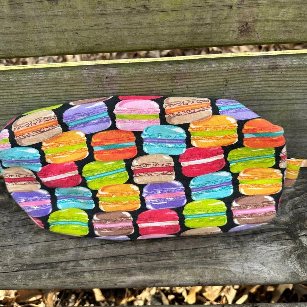 Handmade Macaroon Print Cosmetic Bag Zipper Pouch Makeup Organize Travel Rainbow